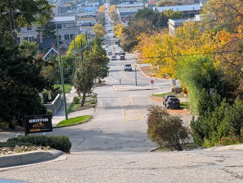 Looking down 30th Avenue from East Hill toward downtown Vernon